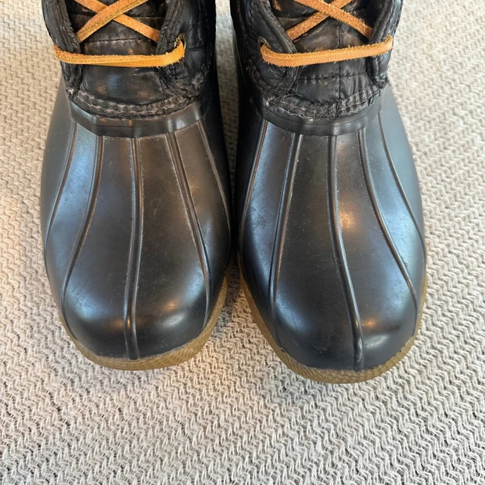 Sperry Saltwater Duck Boots Womens 6.5 Black Quilted Waterproof Outdoor Classic
